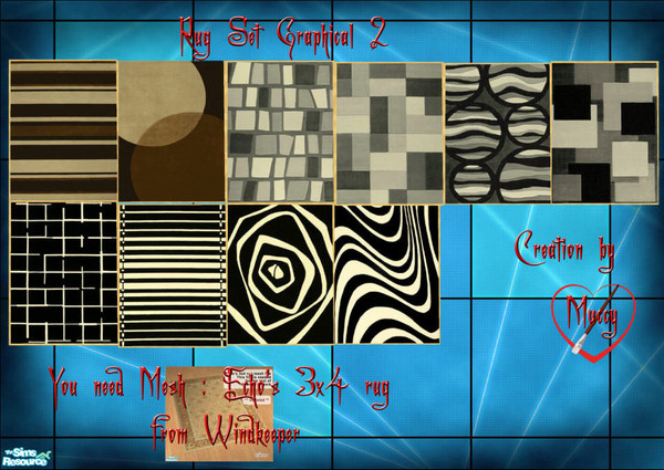 Sims 2 — Rug Set Graphical 2 by Muccy — This is the Rug Recolor Set. I thank Windkeeper and Echo for the wonderful mesh.