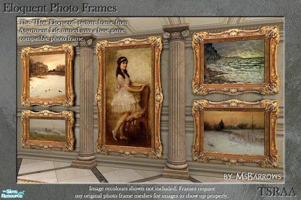 Sims 2 — Eloquent Photo Frames by MsBarrows — The \"How Eloquent\" picture frame from Apartment Life turned