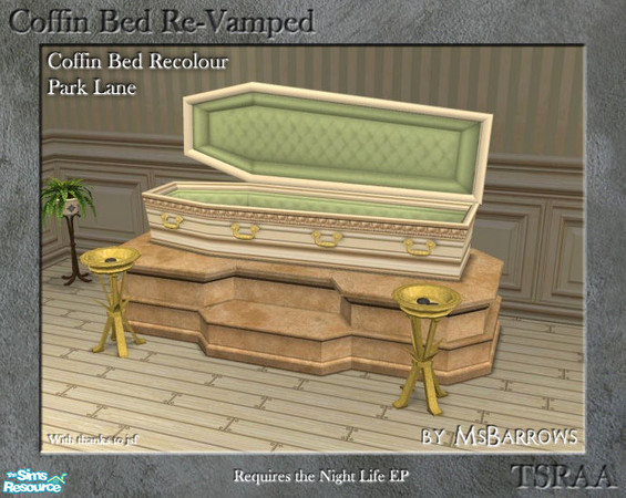 Sims 2 — Coffin Beds Re-Vamped - Park Lane by MsBarrows — A recolour for the vampire coffin from Night Life, featuring