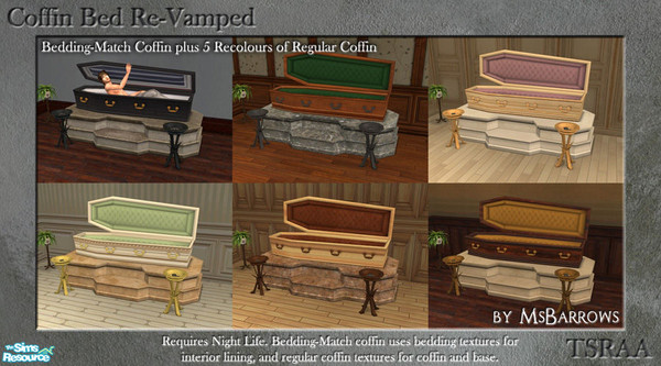 Sims 2 — Coffin Beds Re-Vamped by MsBarrows — I\'ve started to get a nervous tick every time I look at the original black