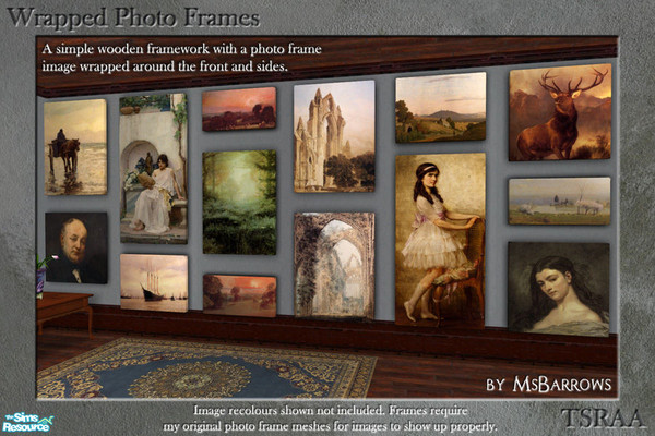 Sims 2 — Wrapped Photo Frames by MsBarrows — A set of inexpensive wooden stretchers with photo frame images wrapped