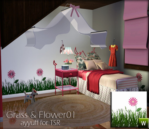 Sims 3 — Grass & Flower Pattern by ayyuff — re-colorable pattern