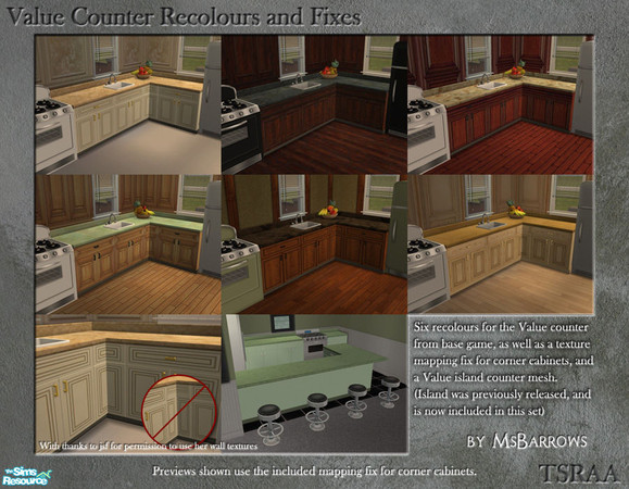 Sims 2 — Value Counter Recolours and Fixes by MsBarrows — Six fancy recolours for the value counter from base game, plus
