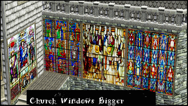 Sims 3 — CHURCH WINDOW BIGGER by abuk0 — second set of 3 medieval church glasswindows........