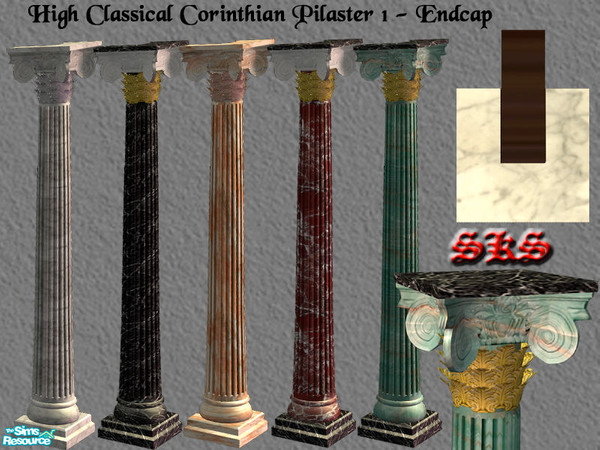 Sims 2 — Corinthian Columns 1 Set - Endcap by 71robert13 — 1 story classical Corinthian endcap Pilaster featuring a