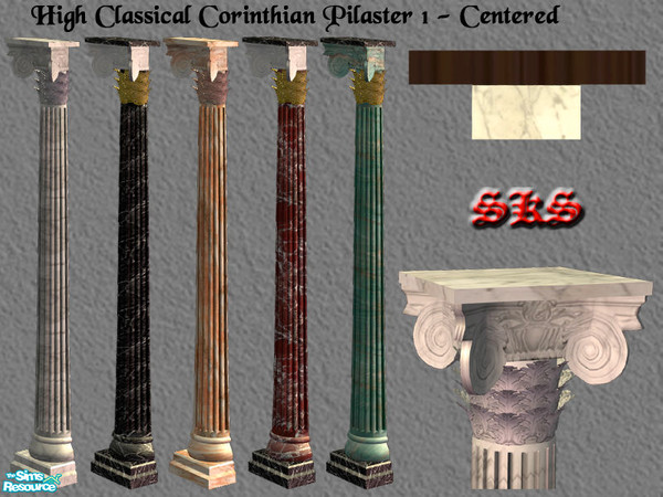 Sims 2 — Corinthian Columns 1 Set - Centered Pilaster by 71robert13 — 1 story classical Corinthian Pilaster featuring a