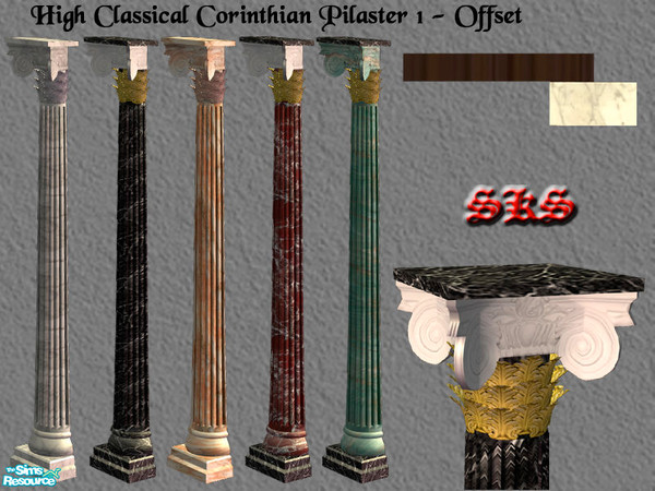 Sims 2 — Corinthian Columns 1 Set - Offset Pilaster by 71robert13 — 1 story classical Corinthian Pilaster featuring a