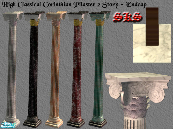 Sims 2 — Corinthian Columns 2 Set - Endcap by 71robert13 — 2 story classical Corinthian endcap Pilaster featuring a