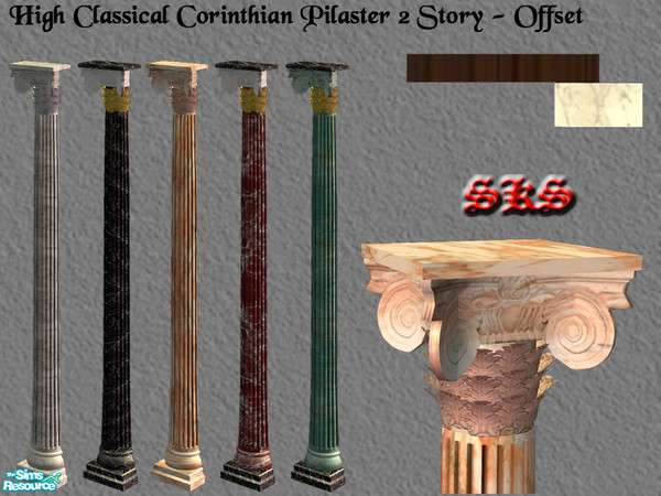 Sims 2 — Corinthian Columns 2 Set - Offset Pliaster by 71robert13 — 2 story classical Corinthian Pilaster featuring a