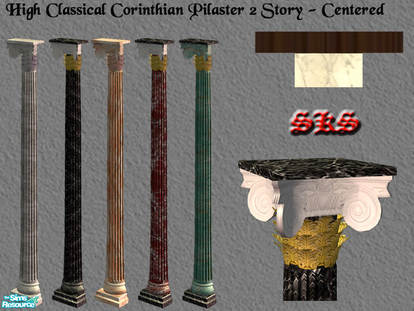Sims 2 — Corinthian Columns 2 Set - Centered Pilaster by 71robert13 — 2 story classical Corinthian Pilaster featuring a