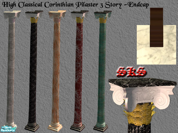 Sims 2 — Corinthian Columns 3 Set - Endcap by 71robert13 — 3 story classical Corinthian endcap Pilaster featuring a