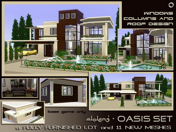 Sims 3 — Oasis FF lot and Windows SET by aloleng — Oasis set includes this fully furnished lot and 11 new meshes.