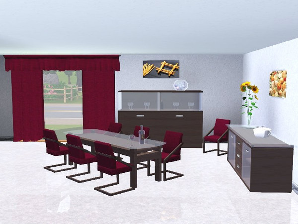 Sims 3 — Dining Room Set by drib_ydal — This Dining Room Set consists of a table, chair, sideboard and showcase. It comes