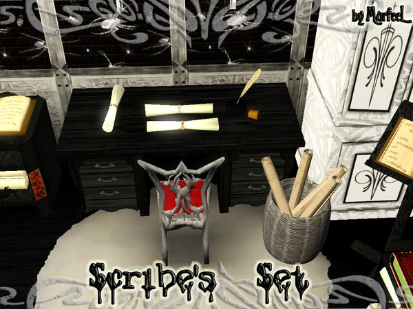 Sims 3 — Scribe Set by murfeel — In the olden days of damsels in distress and chivalrous knights, if one who was educated