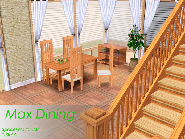 Sims 3 — Max Dining Room by spacesims — This set contains:chair, table, shelf. Base game needed only. Please, let your