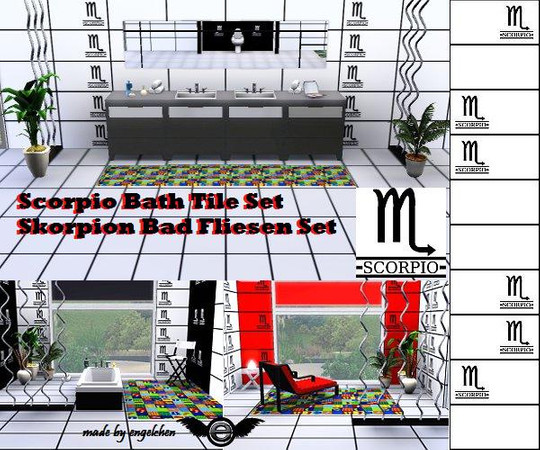 Sims 3 — Scorpio Bath Tile Pattern Set  by engelchen1202 — Pattern Scorpio Bath Tile Set, 5 diverent Tiles 3 recolorable
