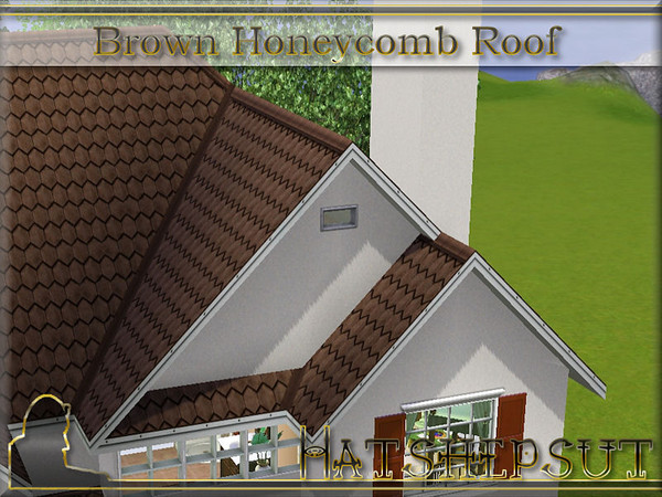 Sims 3 — Brown Honeycomb Roof by hatshepsut — Textured roof with a custom made white trim