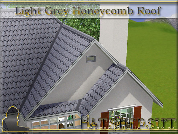 Sims 3 — Light Grey Honeycomb Roof by hatshepsut — Textured roof with a custom made white trim