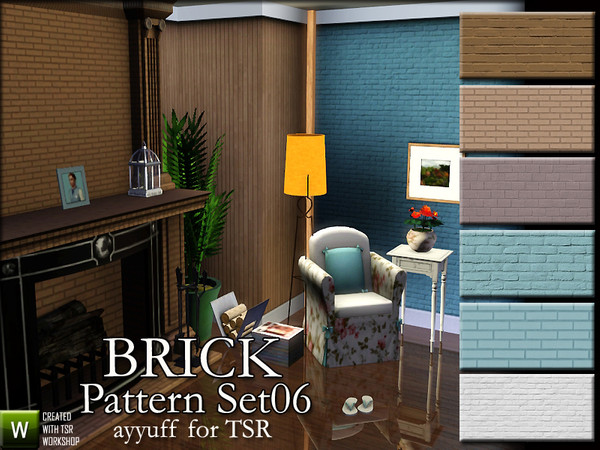 Sims 3 — Brick Pattern Set06 by ayyuff — 6 recolorable brick patterns