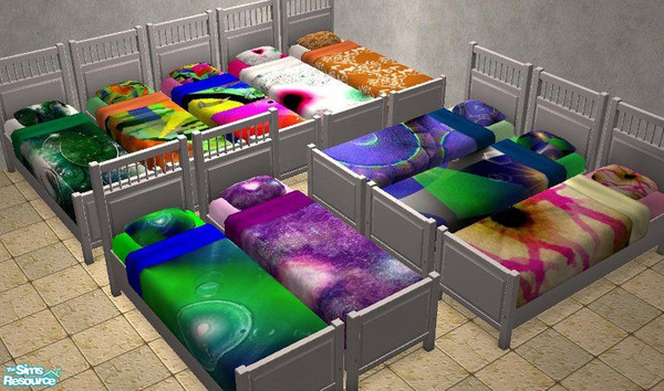 Sims 2 — Neon Bedding Set by TheNinthWave — Included are 10 new beddings which work on all custom or Maxis beds. Enjoy!