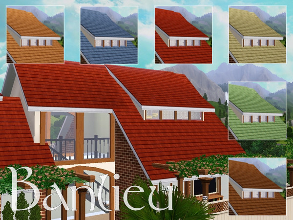 Sims 3 — Banlieu by lilliebou — This is a set of 6 roof colours : -Orange -Brown -Red -Beige -Green -Blue