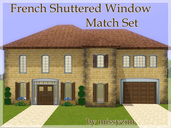 Sims 3 — French Shuttered Window Match Set by missyzim — A set of windows and door surrounds to match the EA French