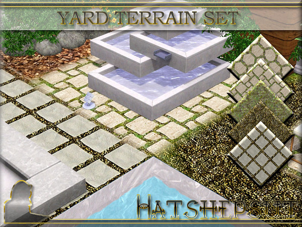 Sims 3 — Yard Terrain Set by hatshepsut — A set of realistic terrains for use with yards and gardens. A great companion