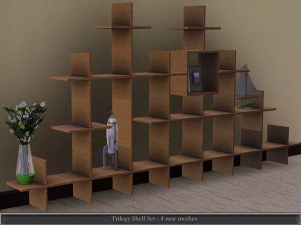 Sims 3 — Trilogy Shelf Set by Sugar-Baby756 — Set includes 4 parts for creating your own shelf system.