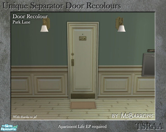 Sims 2 — Unique Separator Recolours - Park Lane by MsBarrows — A recolour of the Unique Separator Door from Apartment