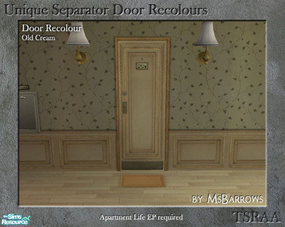 Sims 2 — Unique Separator Recolours - Old Cream by MsBarrows — A recolour of the Unique Separator Door from Apartment