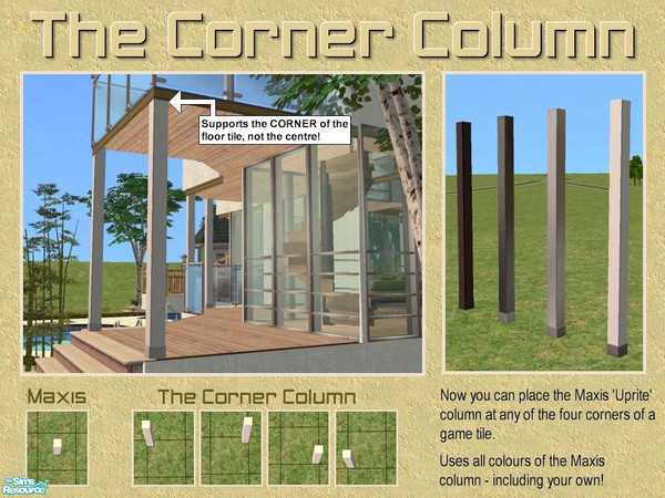 Sims 2 — The Corner Column by Cyclonesue — A Maxis-matching column that can be placed at any CORNER of the game tile.