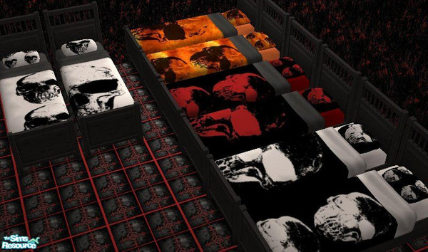 Sims 2 — Gothic Skull Bedding Set by TheNinthWave — I\'m very proud of this set because all of the textures are 100%
