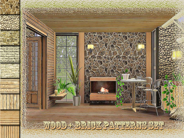 Sims 3 — Wood and Brick Patterns Set by ung999 — Once in a while, you may want to try a diferent approach to design your