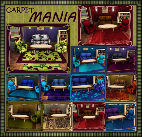Sims 3 — Carpet Mania by allison731 — This set includes 11 different carpeting-rugs patterns. Patterns with carpets are