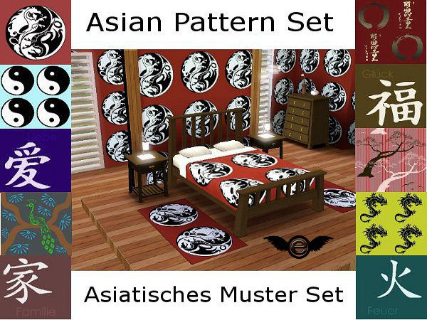 Sims 3 — Asian Pattern Set - 10 diverent Pattern by engelchen1202 — Asiatisches Muster Set 10 verschiedene Muster alle