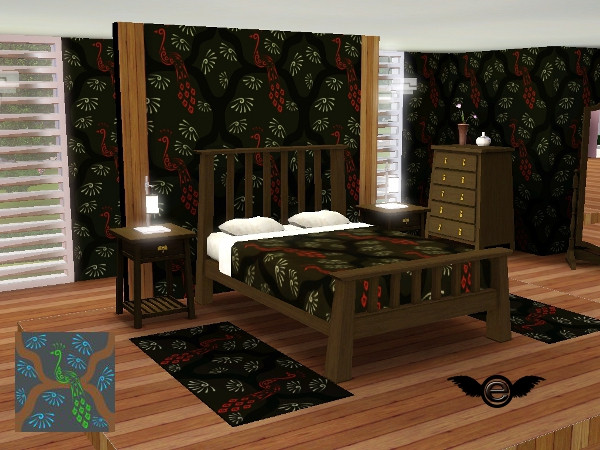 Sims 3 — Asian Pattern Set - Peacock by engelchen1202 — Asian Pattern Set - Peacock by engelchen@blogspot.com recolorable