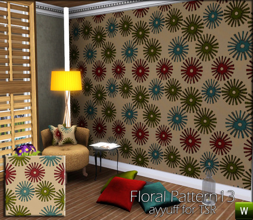Sims 3 — Floral Pattern13 by ayyuff — floral pattern with 4 recolorable palettes
