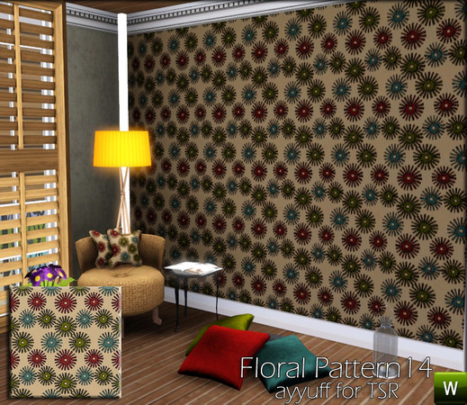 Sims 3 — Floral Pattern14 by ayyuff — floral pattern with 4 recolorable palettes