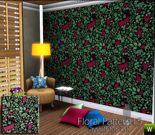 Sims 3 — Floral Pattern15 by ayyuff — floral pattern with 3 recolorable palettes