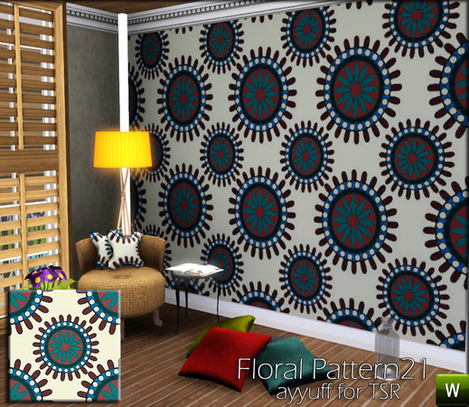 Sims 3 — Floral Pattern21 by ayyuff — floral pattern with 4 recolorable palettes