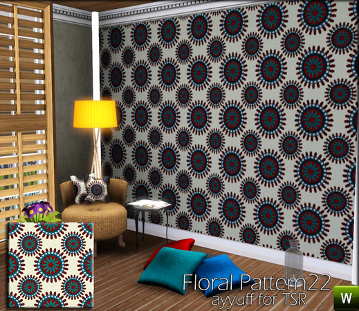 Sims 3 — Floral Pattern22 by ayyuff — floral pattern with 4 recolorable palettes