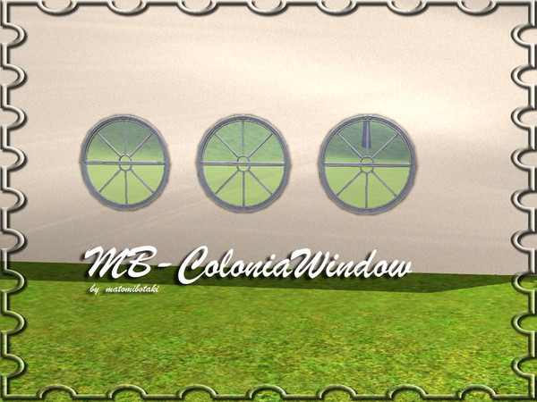 Sims 3 — MB-ColoniaWindow by matomibotaki — MB-ColoniaWindow, 2 x1 new round window mesh by matomibotaki, recolorable.