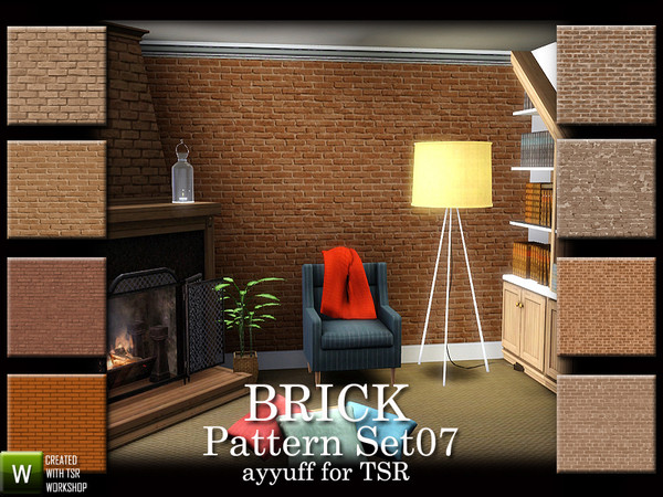 Sims 3 — Brick Pattern Set07 by ayyuff — 8 recolorable brick patterns