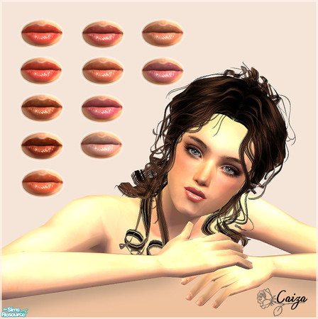 Sims 2 — Soft Lips by Caiza — Soft lips set containing 11 different colors.