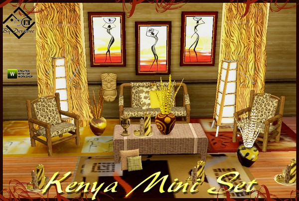 Sims 3 — Kenya Mini Set by Devirose — A small set of ethnic decorations : 1 collection of African paintings.Five types of