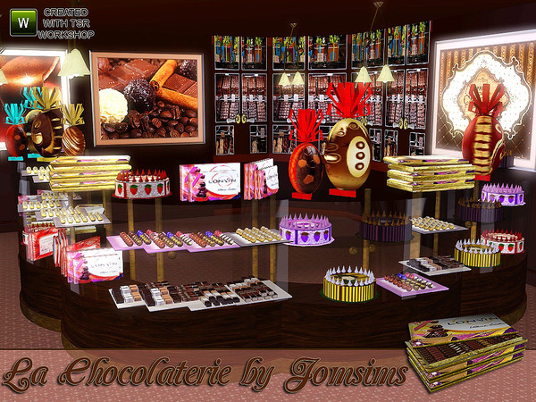 Sims 3 — la chocolaterie by jomsims — in this set, chocolate, chocolate and more chocolate. the chocolate shop with
