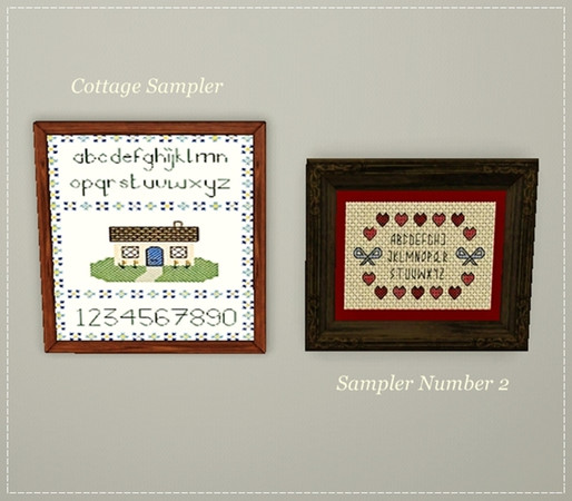 Sims 3 — Small Sampler Pack by weirdling2 —  Beautiful samplers for your sims homes! Cottage Sampler is a clone of EA's