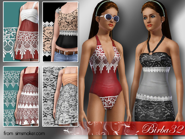 Sims 3 — Lace pattern set by Birba32 — 2 or 3 color channels. This set were on my site (simsmaker.com) that I closed and