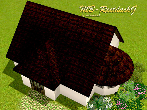 Sims 3 — MB-ReetdachG by matomibotaki — MB-ReetdachG, thatched roof in darker brown color, by matomibotaki.