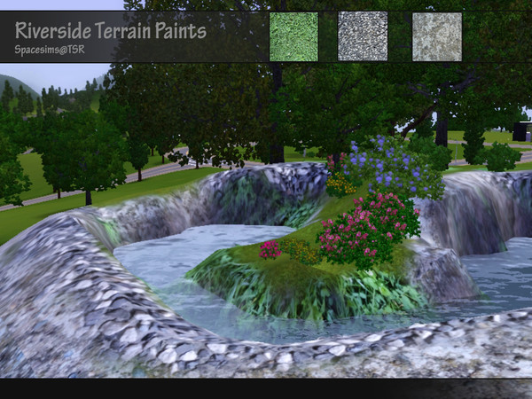 Sims 3 — Riverside Terrain Paints by spacesims — If your Sims like fishing, then these terrain paints are the perfect